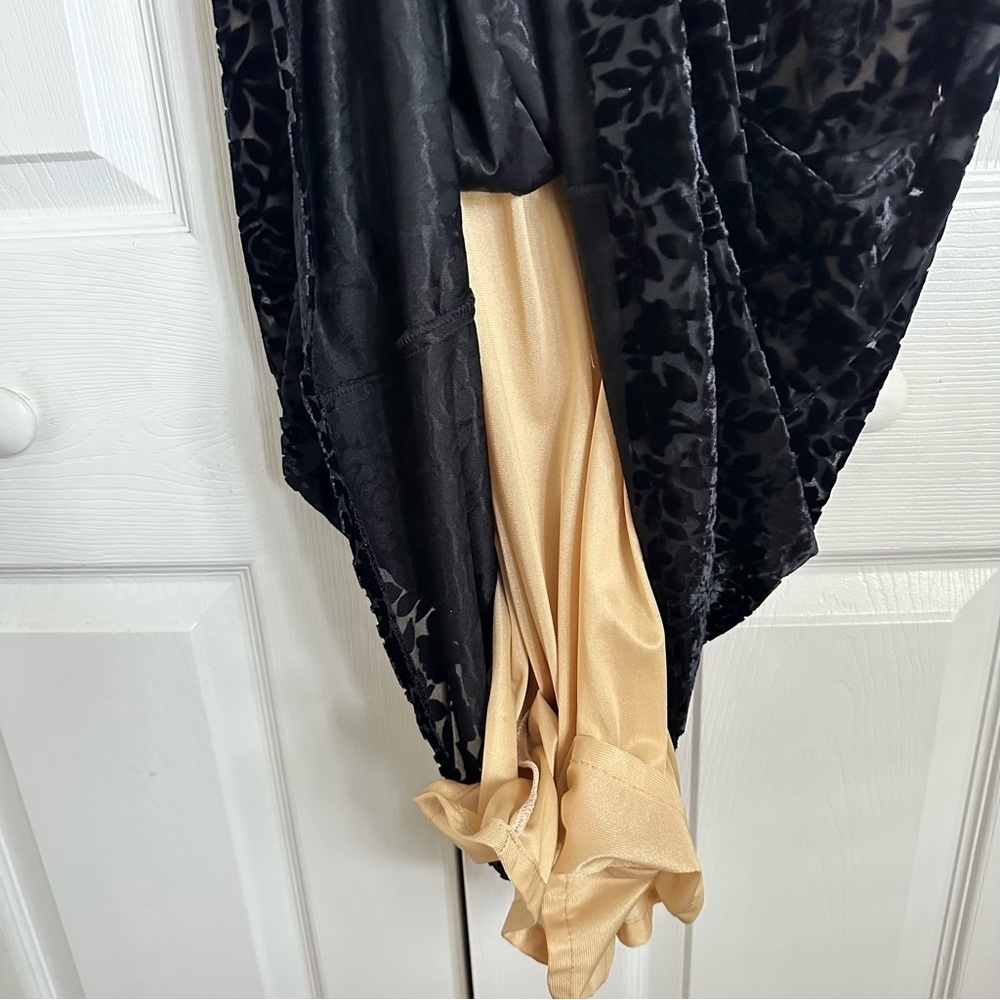 Vtg Velvet Cutout Dress Womens 10P Black Floral Maxi 90s Whimsigoth Fairy Grunge - Picture 6 of 13